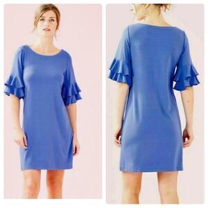 Lily Pulitzer Lula Coastal Blue Bell Sleeve Jersey Dress SMALL
